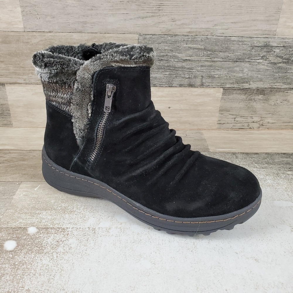 Baretraps Acelyn Bootie Womens Boots Sz 10 M Black Suede Faux-Fur Cold Weather